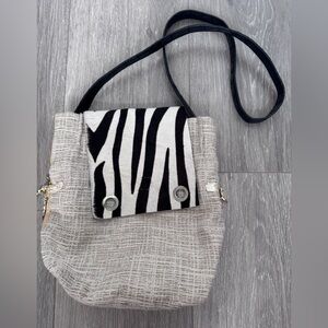 Zebra print real cowhide handmade market and  Crossbody Bag